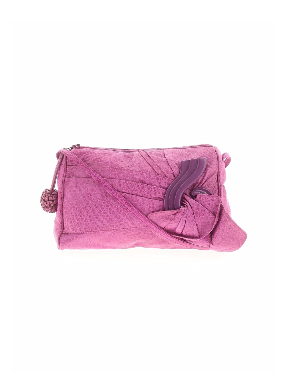 Sharif pink textured Pom Pom crossbody shoulder bag purse
